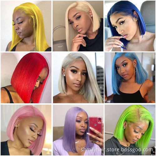 Wholesale 1b/613 Virgin Hair Short Bob Wig, Good Quality Peruvian Remy Hair 13*4 Lace Front Bob Wigs 9A 10A Blonde